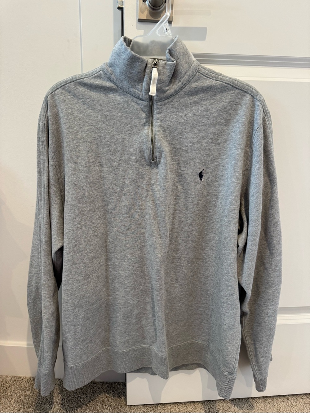 Ralph Lauren Light Gray Half-Zip Mock Neck Sweater